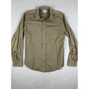 American Apparel Twill Mens Button Down Shirt Long Sleeve Pocket Large Brown USA
